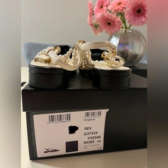🌸RARE🌸 AUTHENTIC CHANEL PEARL SLINGBACK SIZE 36C gently used condition!! - Picture 5 of 12